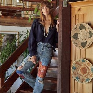 Free people belladonna patchwork jeans 27
